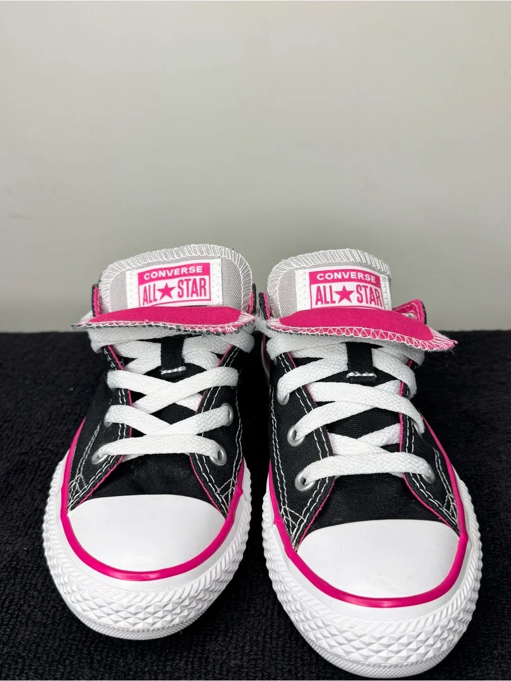Converse Kids Chuck Taylor Double Tongue Oxford Low Top Sneakers Black Pink